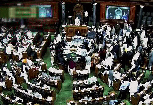 The protesting MPs sought an apology from Singh, an MP from Uttar Pradesh.  PTI file photo for representational purpose