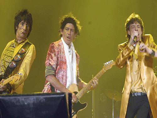 Ron woods and keith richards and Mick Jagger. File Photo.