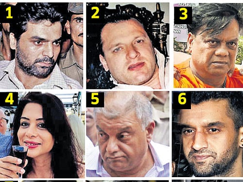 (1) YakubMemon(2) David Headley (3) Chhota Rajan (4) IndraniMukerjea (5) PeterMukerjea (6) Rahul Mukerjea
