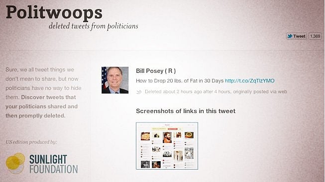 A screenshot of Politwoops