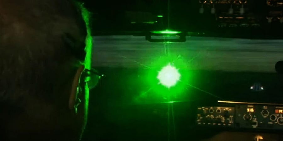 A laser attack on pilot - Twitter pic