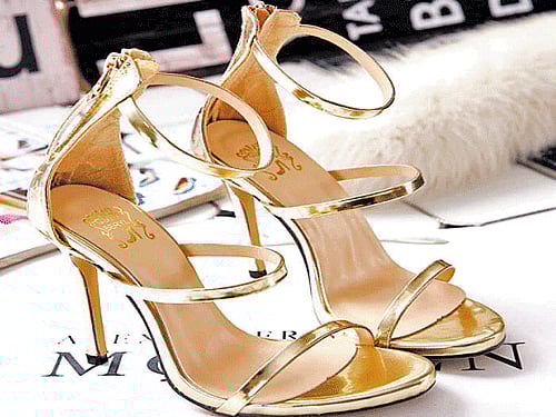 Be the talk of the party with these stylist golden 'strappy' stilettos. Price: 1,699 Where: Ni Hao! Fashion