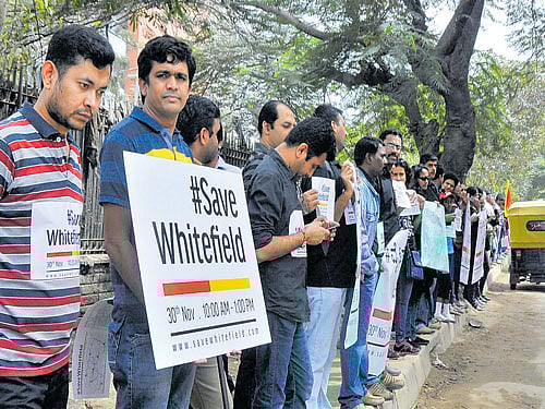 Protest in Whitefield. DH file photo