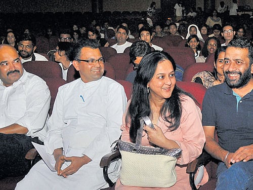 (From left) Shasi Kumar Velath of Ashoka Innovators for the Public, St Joseph's College Principal Dr Victor Lobo, Arghyam founder Rohini Nilekani and Ramon Ansu Gupta, founder of Goonj, at the Changemaker Week 2016 at St Joseph's College organised by Ashoka Innovators for the Public on Monday.  DH photo