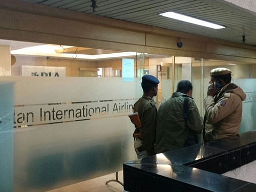 The four activists of Hindu Sena went to all the three rooms in the office, vandalising  furniture and computers. They also scattered some pamphlets while they dismantled a miniature replica of an airplane installed near the reception desk. Image courtesy: Twitter