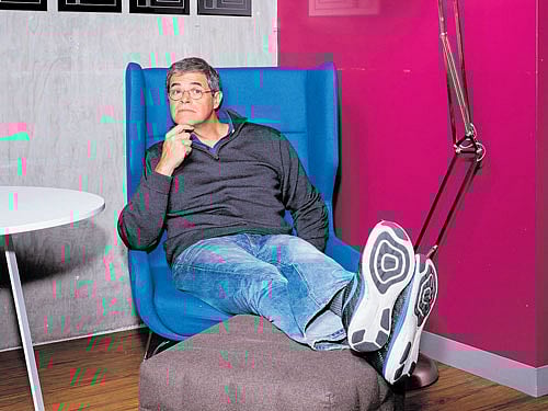 linking the world: Adam Bosworth, a tech pioneer who now designs e-commerce software for Salesforce.com, in San Francisco. Decade after decade, Bosworth has been intimately involved in key innovations; his latest dream is what some call a "data singularity" where sensors become vastly more commonplace and more connected. nyt