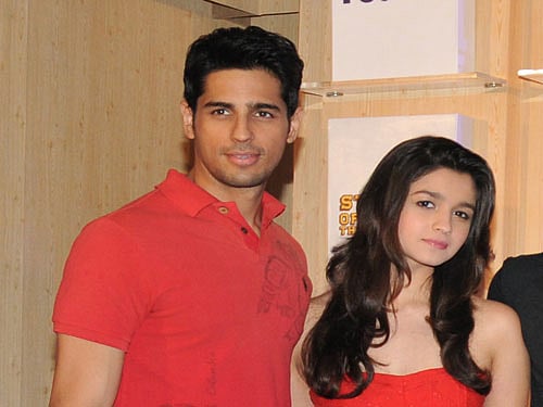 Siddharth Malhotra with Alia Bhatt, dh file photo
