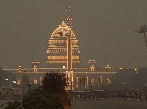 As Beating Retreat ends, RaisinaHill lights up. Photo credit: PIB