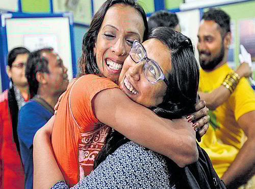 Activists celebrate after the Supreme Court's decision on gay sex in Mumbai, on Tuesday. REUTERS