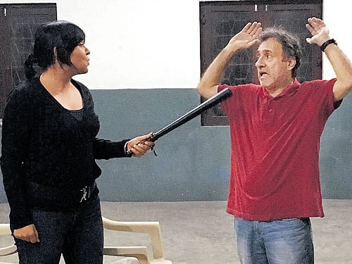 hilarious (Above and below) Rehearsals in progress.