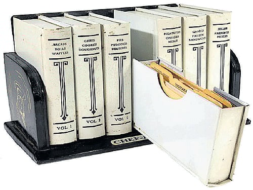 in disguise A recipe cabinet and (left) a lighter shaped like books.