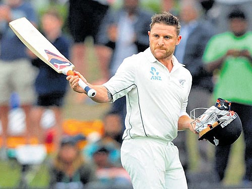 Goodbye Baz: New Zealand's Brendon McCullum signs off after his last Test innings.  PTI