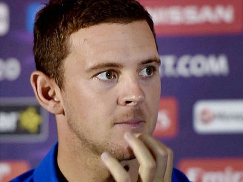 Australian cricketerJosh Hazlewood at a Press Conference at a city hotel in Kolkata on Saturday. PTI Photo