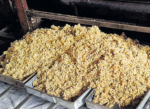 Karadantu mixture poured onto trays