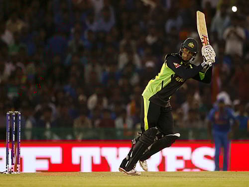 India v Australia - World Twenty20 cricket tournament - Mohali, India - 27/03/2016. Australia's Usman Khawaja plays a shot. REUTERS Photo
