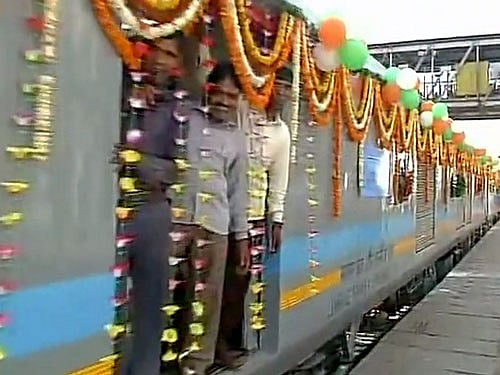 India's First Semi-High Speed Train christened as Gatimaan Express to be flagged off shortly. Courtesy: ANI