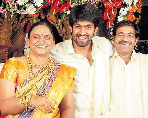 Yash with mother Pushpa and father Arunkumar.