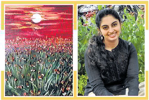 Striking: (Above and below right) 3D oil paintings and (right) Vybhavi.