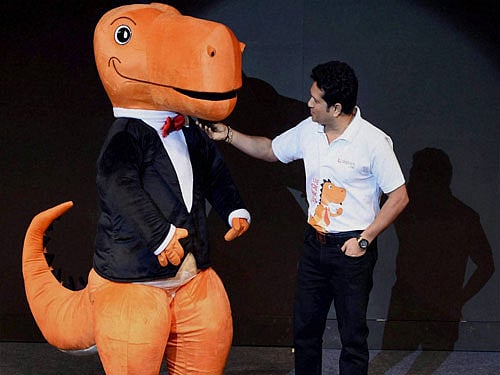 Cricket legend Sachin Tendulkar at the launch of 'Digibank' by DBS in Mumbai on Tuesday. PTI Photo