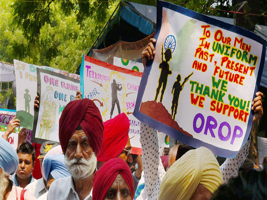 One Rank One Pension protest. PTI file photo