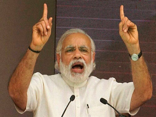 Launching 11 solar-powered 'e-boats' at the Assi Ghat, the Prime Minister said that the step is in line with his government's focus on making long-term interventions to empower the poor in their fight against poverty and climb up the ladder, which was not the case during previous governments. PTI Photo.