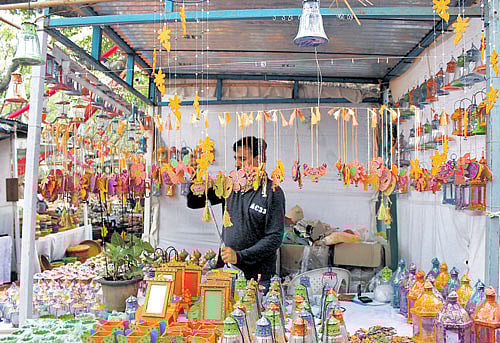 Colourful display: One of the stalls at the exhibition.