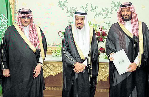 Radical move: (L-R) Saudi Arabia's Crown Prince Mohammed bin Nayef, King Salman, Deputy Crown Prince Mohammed bin Salman. Shaken by the fall in oil price, the country is taking measures to reform its economy. REUTERS