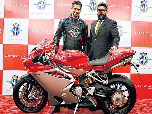 Ajinkya Firodia, MD of MV Agusta India, and (right)&#8200;Judah Immanuel Sangaran, FarEast Country Manager, MV Agusta Motor SpA, at the launch in Mumbai on Wednesday.