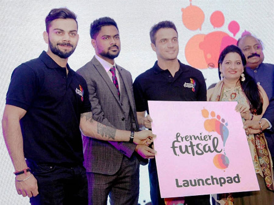 Indian Test skipper Virat Kohli, who was chosen to be the league ambassador of the Premier Futsal League. PTI PHOTO