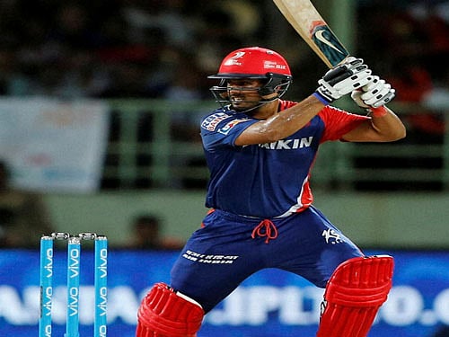Bengaluru: May 21, 2016, DHNS Mysuru: DHNS Karun Nair of Delhi Daredevils plays a shot during an IPL 2016 match against Sunrisers Hyderabad in Raipur on Friday. PTI Photo