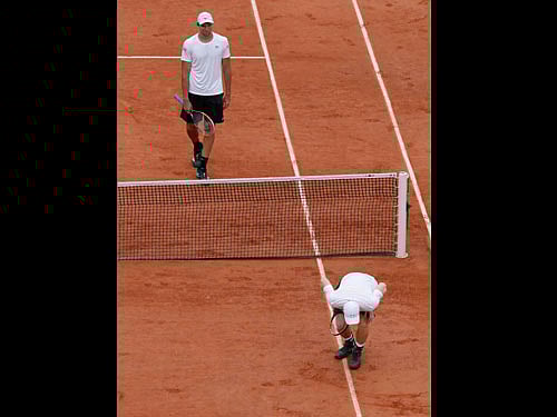 So close: At the French Open, the umpire settles points of contention by examining the marks in the clay. Reuters