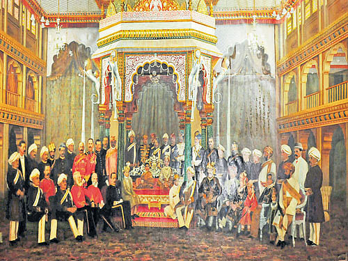 majestic A portrait of the wedding durbar of Krishnaraja Wodeyar IV.