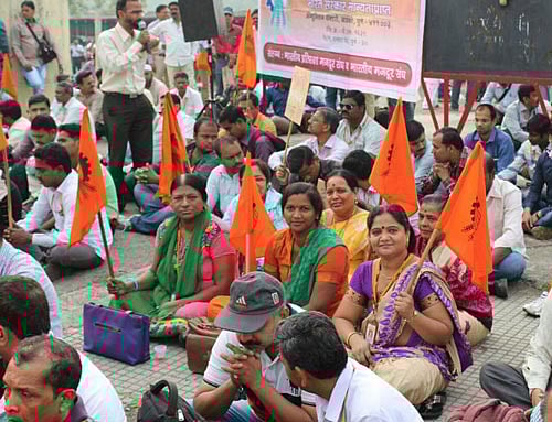 The resistance to the proposed labour law reforms has intensified with the Bharatiya Mazdoor Sangh (BMS), an RSS affiliate, deciding to go on an agitation against the government. File photo