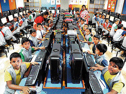 Visual contexts help learners acquire and retain knowledge easily. dh photo by srikanta sharma r at carmel school, bengaluru