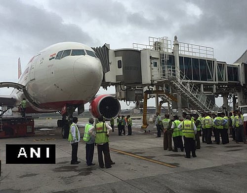 Some ground operators were injured in the mishap which caused partial damage on the aircraft's left engine, an official said. Photo courtesy: ANI/Twitter