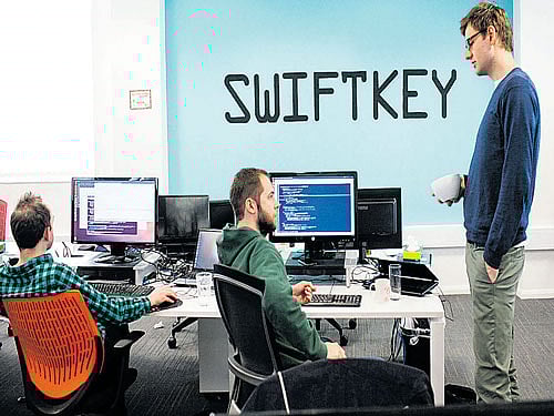The London office of SwiftKey, whose app offers a predictive alternative to autocorrect in 66 languages. INYT