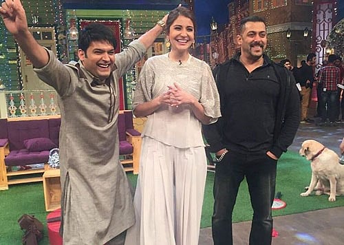 Salman, 50, along with Anushka, 28, are the special guests on "The Kapil Sharma Show" this weekend for the promotion of their recently released film Sultan. Image courtesy: Twitter