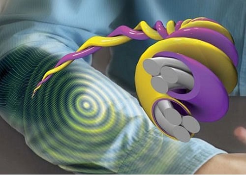 The researchers used a variety of conductive threads that were dipped in physical and chemical sensing compounds and connected to wireless electronic circuitry to create a flexible platform. Image courtesy: Twitter