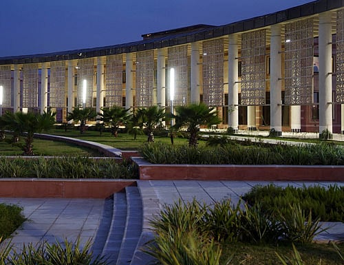 INNOVATIVE TAKE: Some of Dikshu C Kukreja's designs: (clockwise) Gautam Buddha University, Greater Noida.