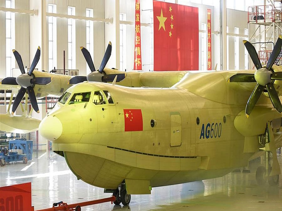 The AG600 rolled off a production line in the southern city of Zhuhai, in what aviation observers see as a milestone for China, the state-run Xinhua news agency reported. Image: Twitter