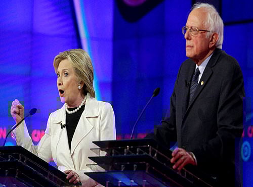 Hillary Clinton and Vermont governor Bernie Sanders. PTI file photo