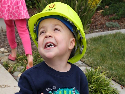 Ethan, garbage man for the day, made a series of stops in Sacramento to collect trash and recyclables from places like the fire station and CalEPA, where his father works. Screenshot