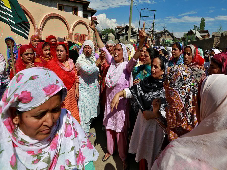 Kashmiri women protest civilian killings in Srinagar on Friday. Reuters