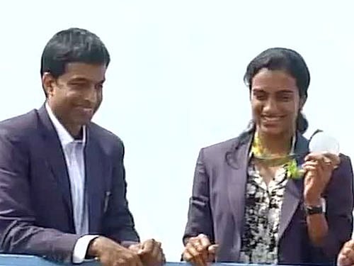 Pullela Gopichand and PV Sindhu. ANI