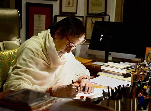 Bollywood star Amitabh Bachchan pens an emotional letter for his granddaughters Navya and Aaradhya in Mumbai on Sunday. PTI Photo
