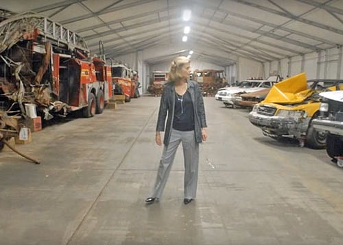 Among them, there was no individual, personal object: a damaged police car, sunglasses sold at one of the stores in the building, but mostly massive objects, fragments of the destroyed skyscrapers in lower Manhattan. Video grab