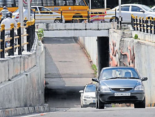 The underpass was opened on Friday as work on the elevated steel flyover is expected to begin in October. dh photo/ B H Shivakumar