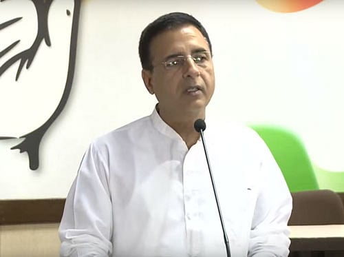 Congress' chief spokesman Randeep Singh Surjewala. Screen Grab