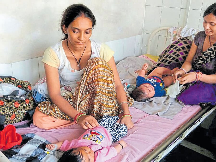Months-old children at Chacha Nehru Bal Chikatsalaya in east Delhi's Geeta Colony.