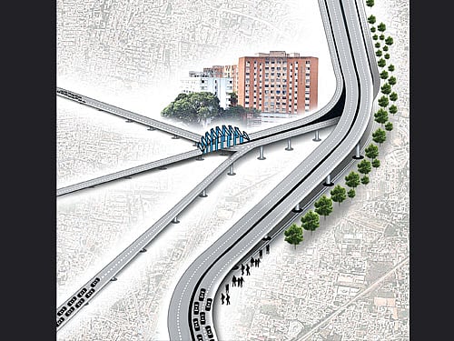A&#8200;miniature model of the proposed steel flyover created by an architect.